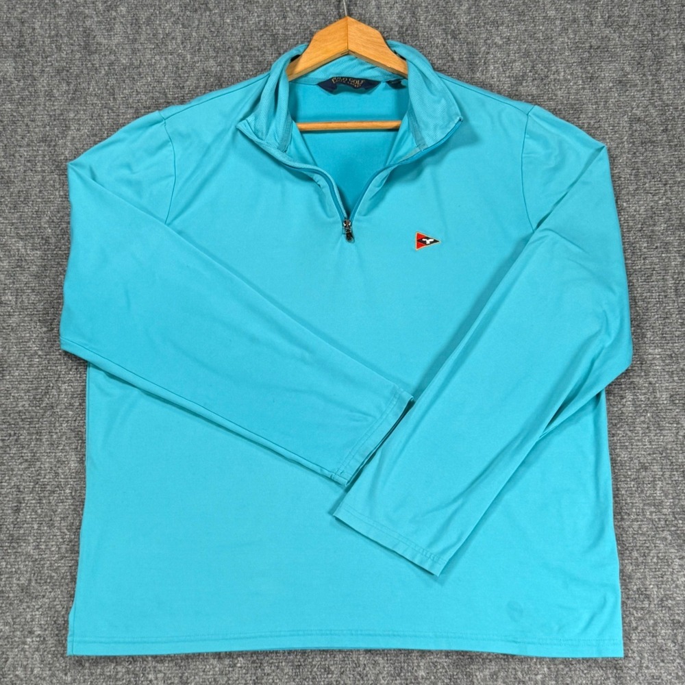 Polo Golf Ralph Lauren Men's XL Turquoise Performance Half Zip Pullover